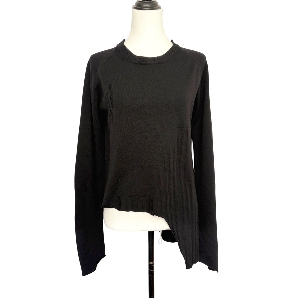 SERIEN°UMERICA Black Asymmetrical Wool Knit Sweater Crew Neck‎ M Avant Garde